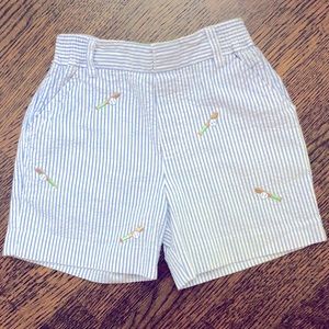 Seersucker Florence Eiseman Shorts with Baseball embroidery 12m
